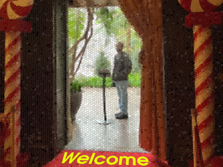 Standing at the entrance